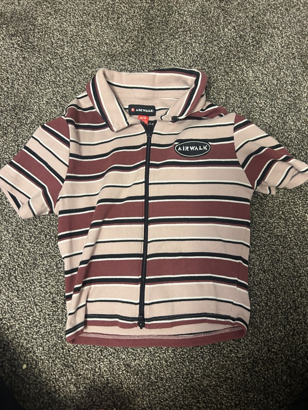 Airwalk Kids Burgundy & Light Pink Striped Zip Polo